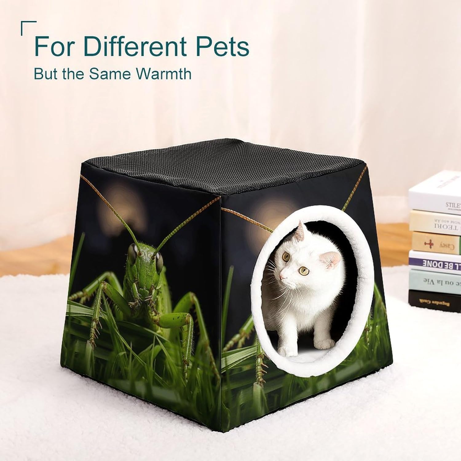 Pet Sleeping Nest Bed, Grasshopper on Grass Printed Dog House Cat Nest, Winter Pet House are Suitable for Most Cats, Dogs, and Other Small Pets