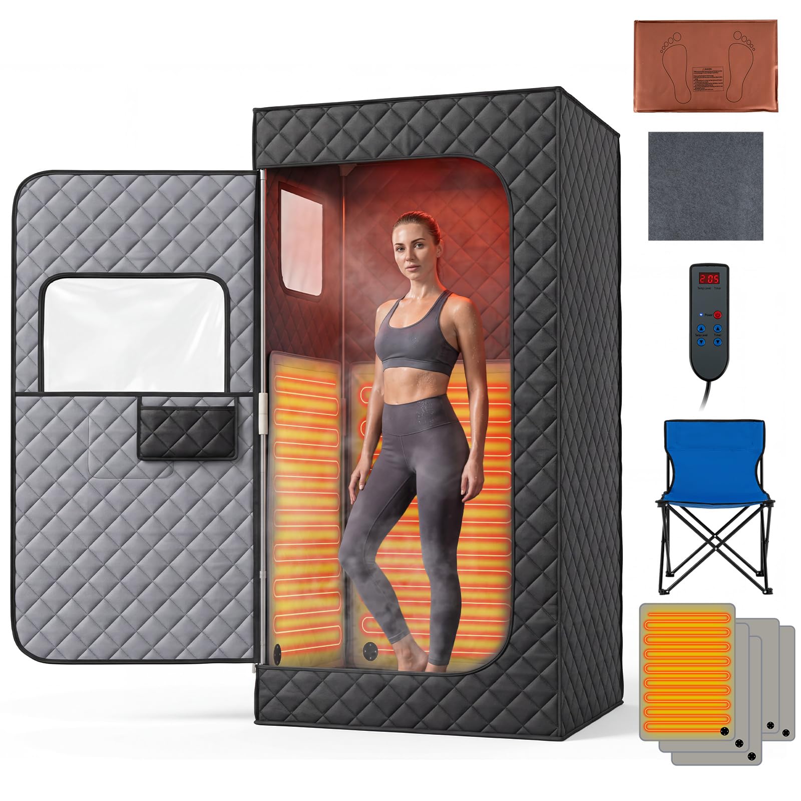 COSTWAY Infrarot Sauna mit 6-stufiger Temperaturregelung & Fernbedienung
