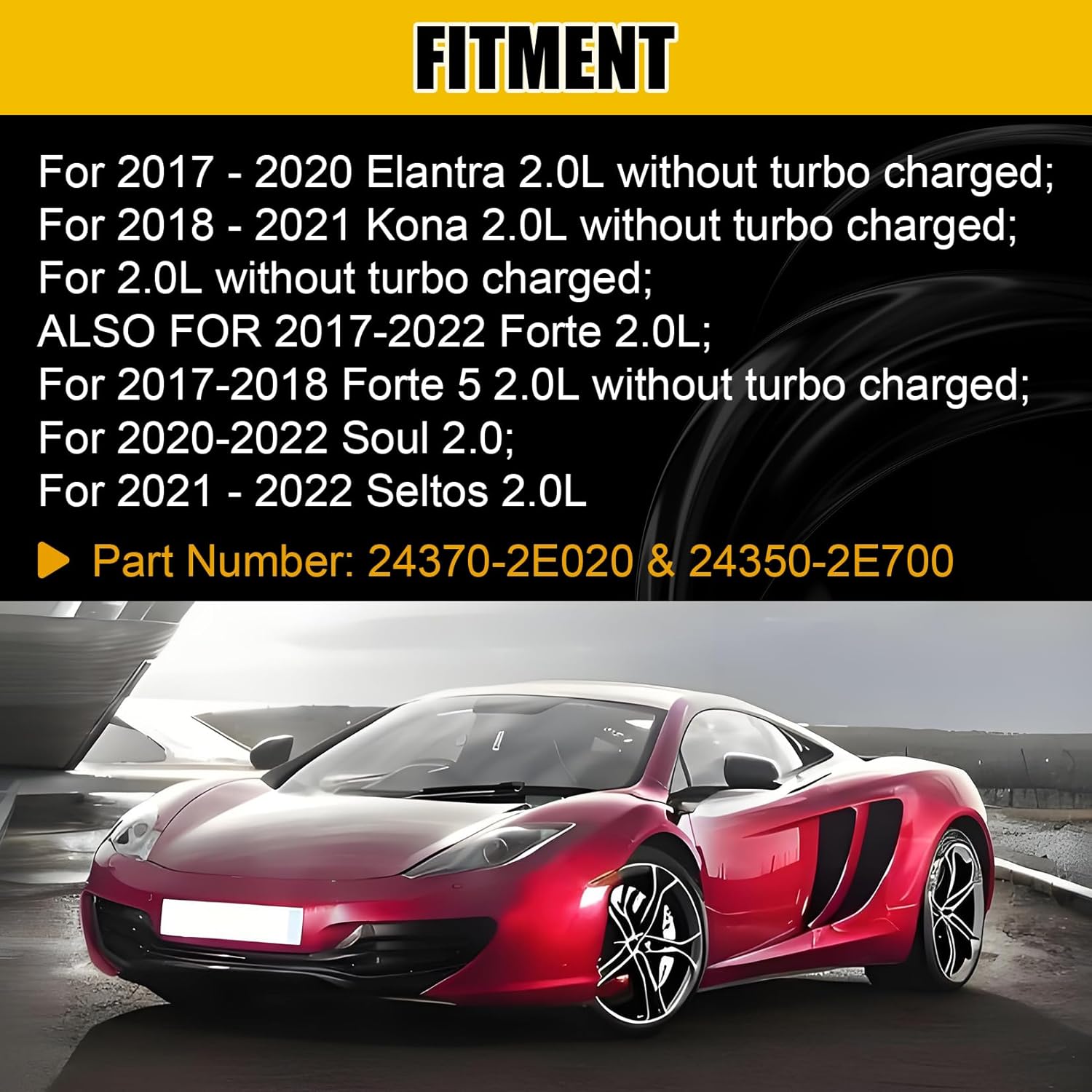 Exhaust & Intake CVVT Camshaft Gear- 24370-2E020 & 24350-2E700 Automotive CVVT Assembly Fits for Elantra 2.0L 2017-2020, for Kona 2.0L 2018-2021, Veloster 2.0L 2019-2021