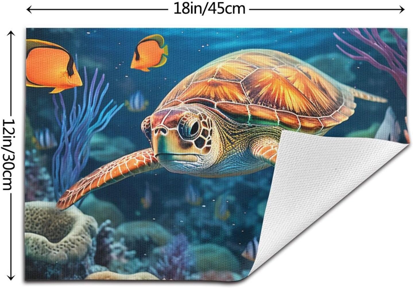 4 PCS Placemats Set Ocean Sea Turtle Tropical Fish Starfish PVC Vinyl Woven Table Mats Heat-Resistant Farmhouse Place Mat Non-Slip Washable Woven Placemats for Dining Table Kitchen PVC Table Mat