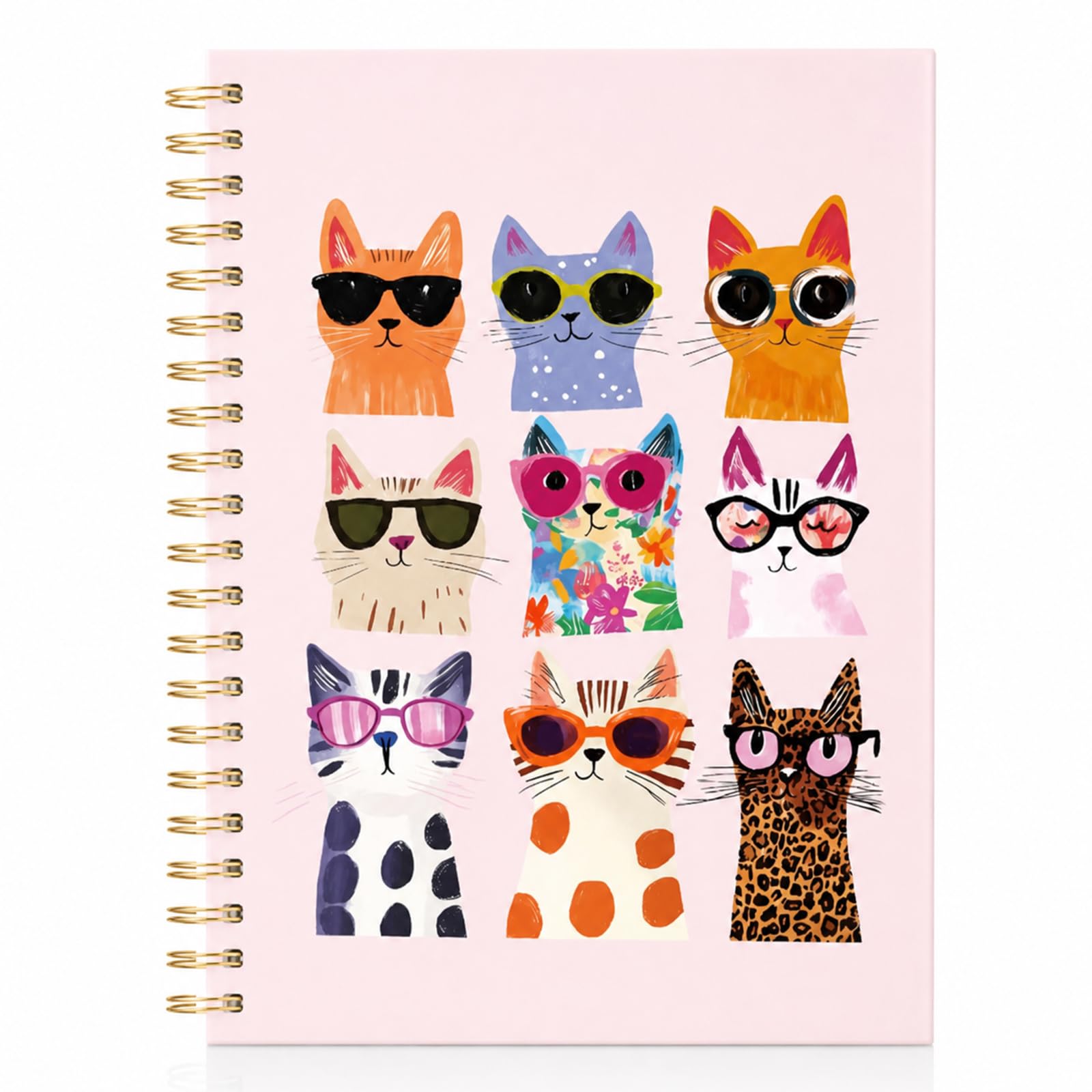 Sunglasses Cat A5 Notebook, Spiral Binding Notebooks with 120 Pages