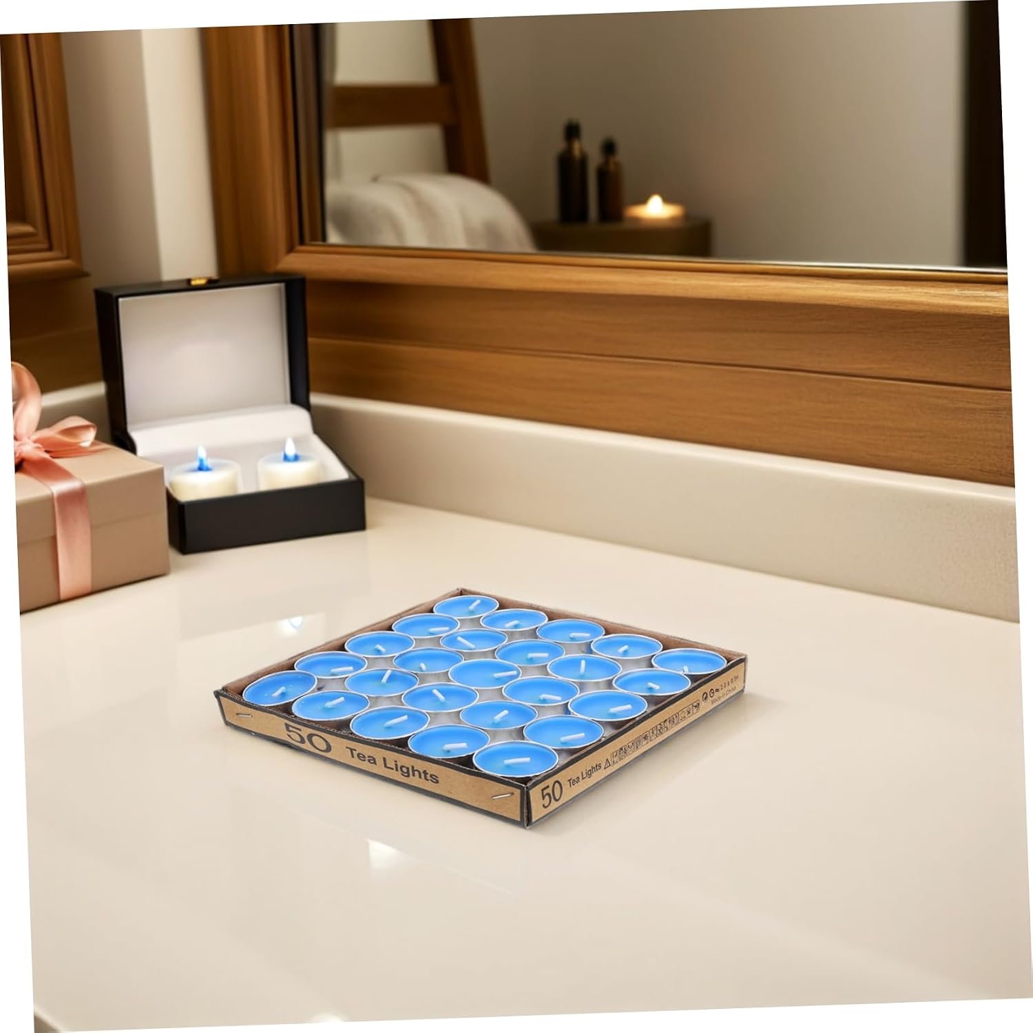 50pcs Tealight Candles Round Mini Wax Clean Burning Xmas