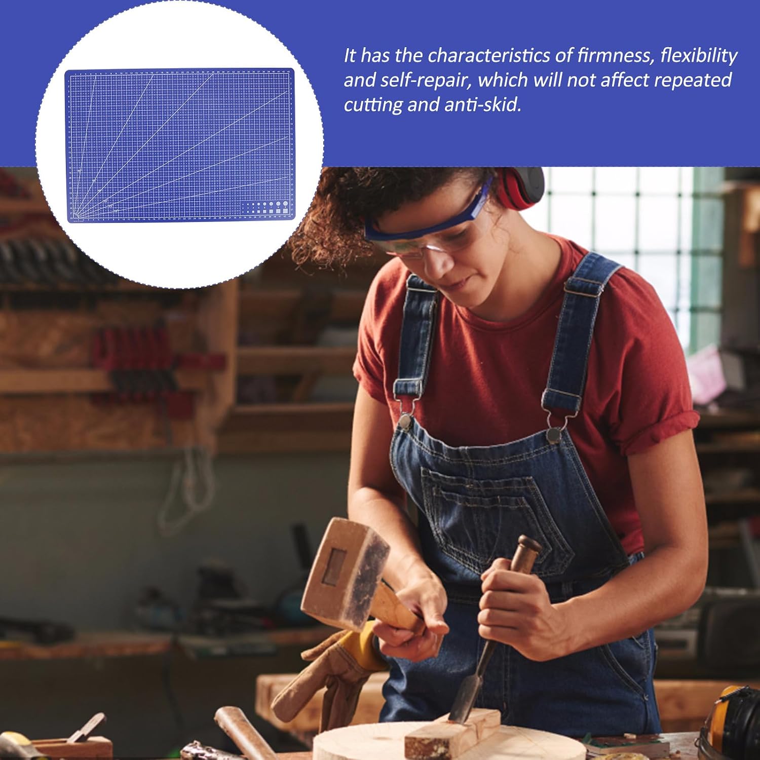 Alipis 2pcs A3 Single-sided Pvc Cutting Mat Set for Crafting and Sewing with Grid Scale, Self-healing Craft Cutting Board for Quilting and Patchwork