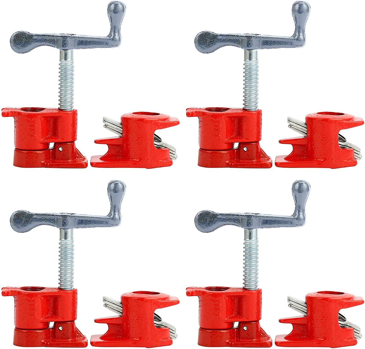 Yaetek (4 Pack) 3/4" Wood Gluing Pipe Clamp Set Heavy Duty Woodworking Cast Iron Clamps