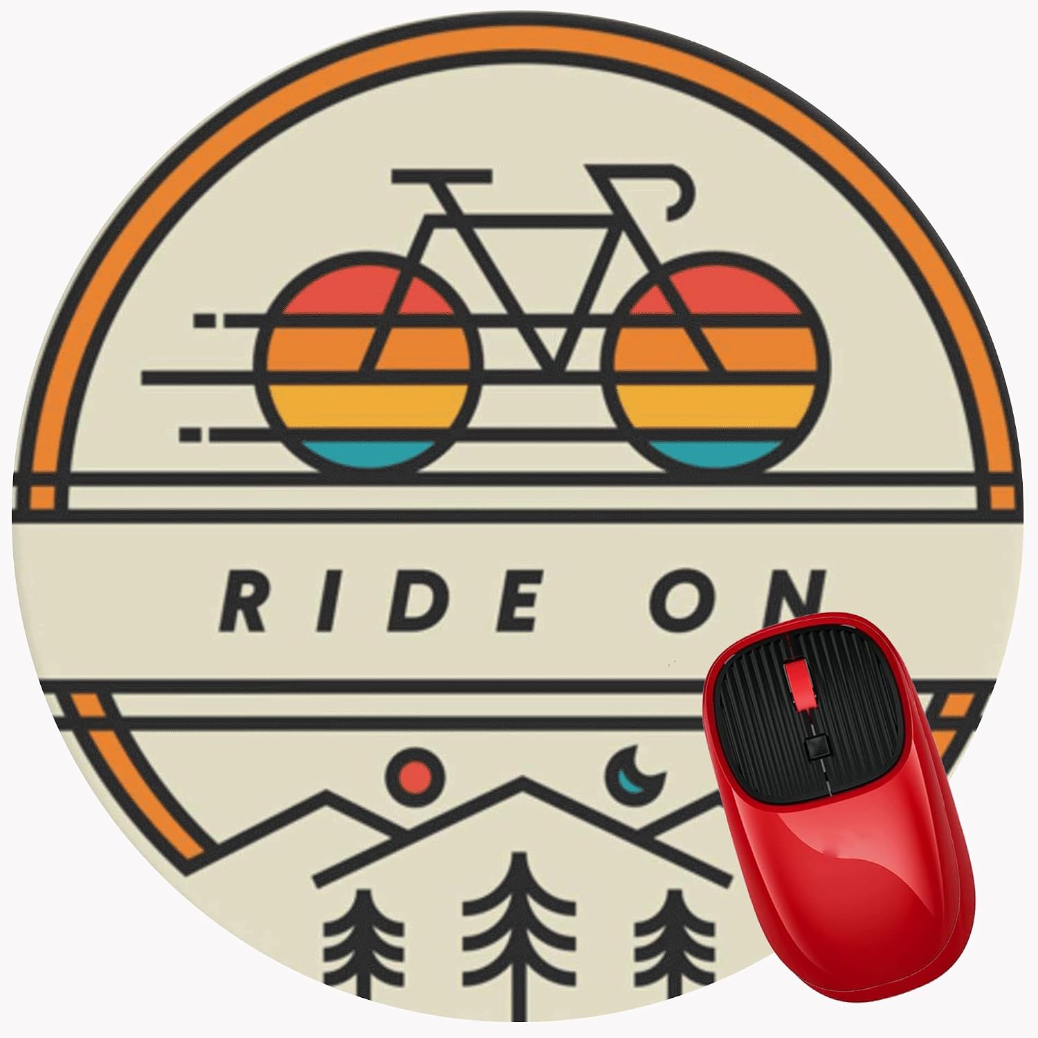 Mouse Pad Cycling Cycle Ride on Street Bike Lover, Premium-Textured Mouse Mat with Non-Slip Rubber Base, Cute Round Mousepad for Laptop Computer Office Desk Accessories,7.9 inch