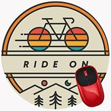Mouse Pad Cycling Cycle Ride on Street Bike Lover, Premium-Textured Mouse Mat with Non-Slip Rubber Base, Cute Round Mousepad for Laptop Computer Office Desk Accessories,7.9 inch