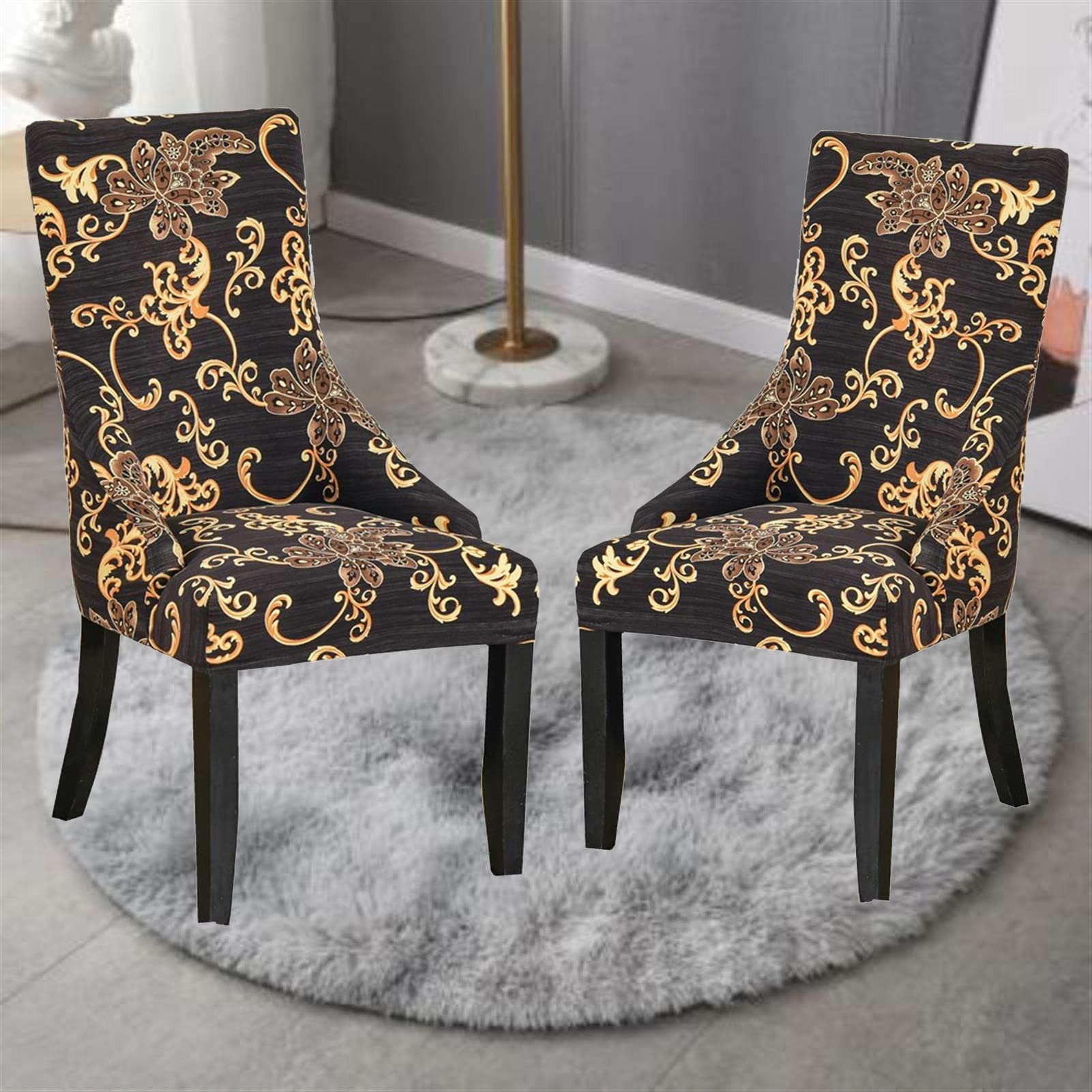 XGANGM Stretch Stuhlhussen-Bezüge mit Armlehne Bunt Blumen Esszimmerstuhlbezug 4/6er Set Lehne Niedrigen Sessel Schonbezug Stuhlabdeckung