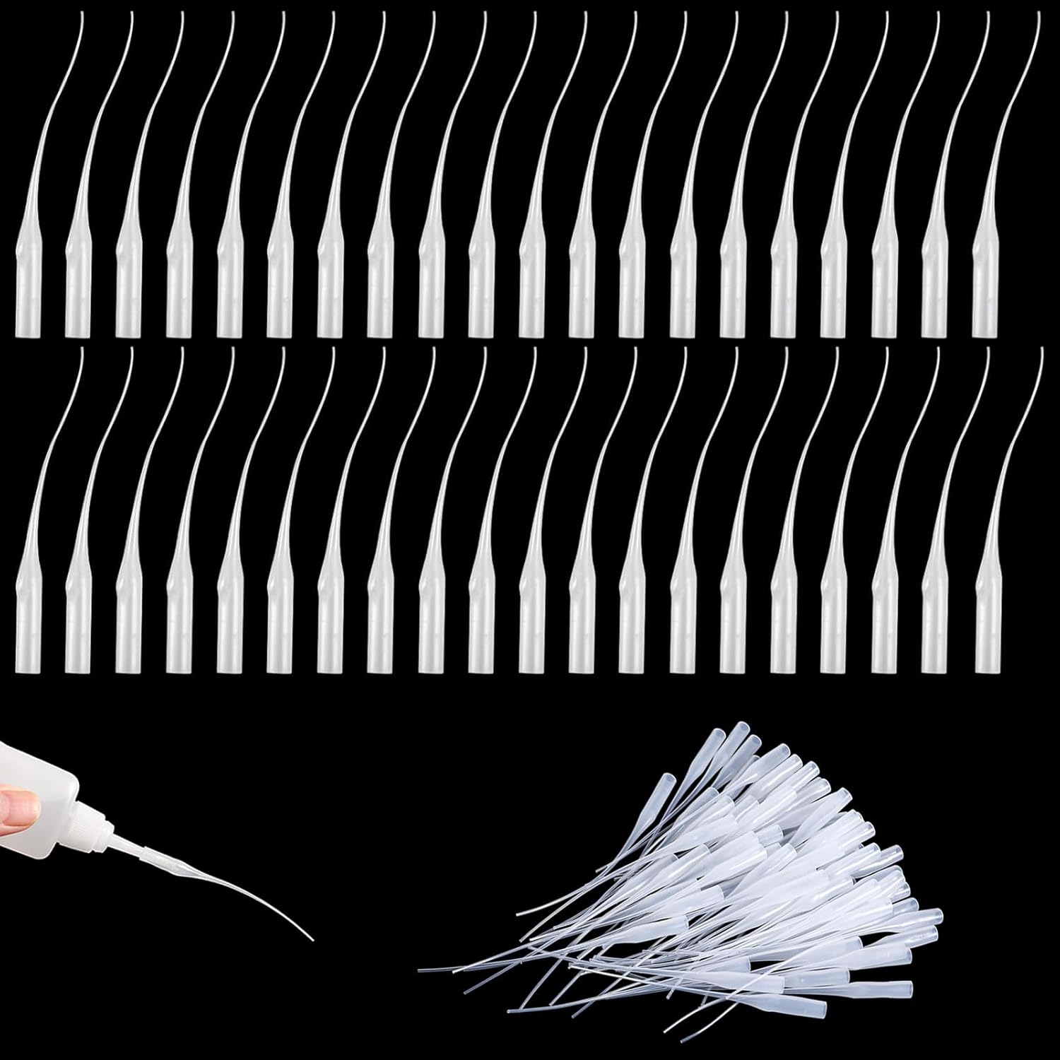 Glue Micro Tips, Plastic Glue Applicator Tips, Super Glue Syringe, Glue Extender, Precision Pipettes Dropper for Laboratory, Crafting, Model Making, Pack of 300