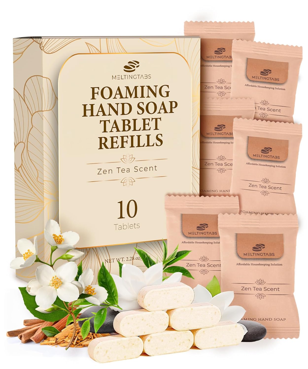 Assorted Foaming Hand Soap Tablets – 20 Tablets in 5 Scents (Citrus, Bergamot, Ocean, Noble Essence, Zen Tea) – Individually Packed, Concentrated Soap Refill for Foam Dispensers