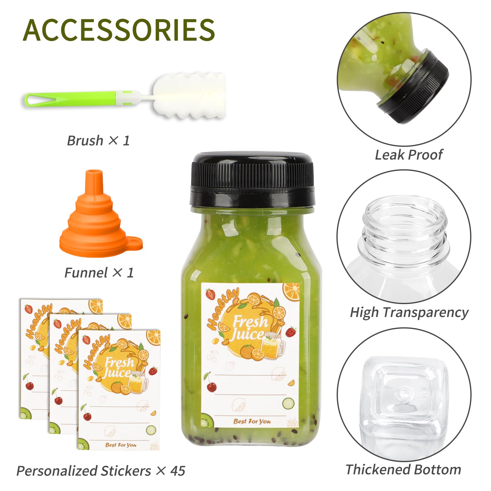 Amazon.com: TOMNK 45pcs Juice Bottles with Caps, 4oz Plastic