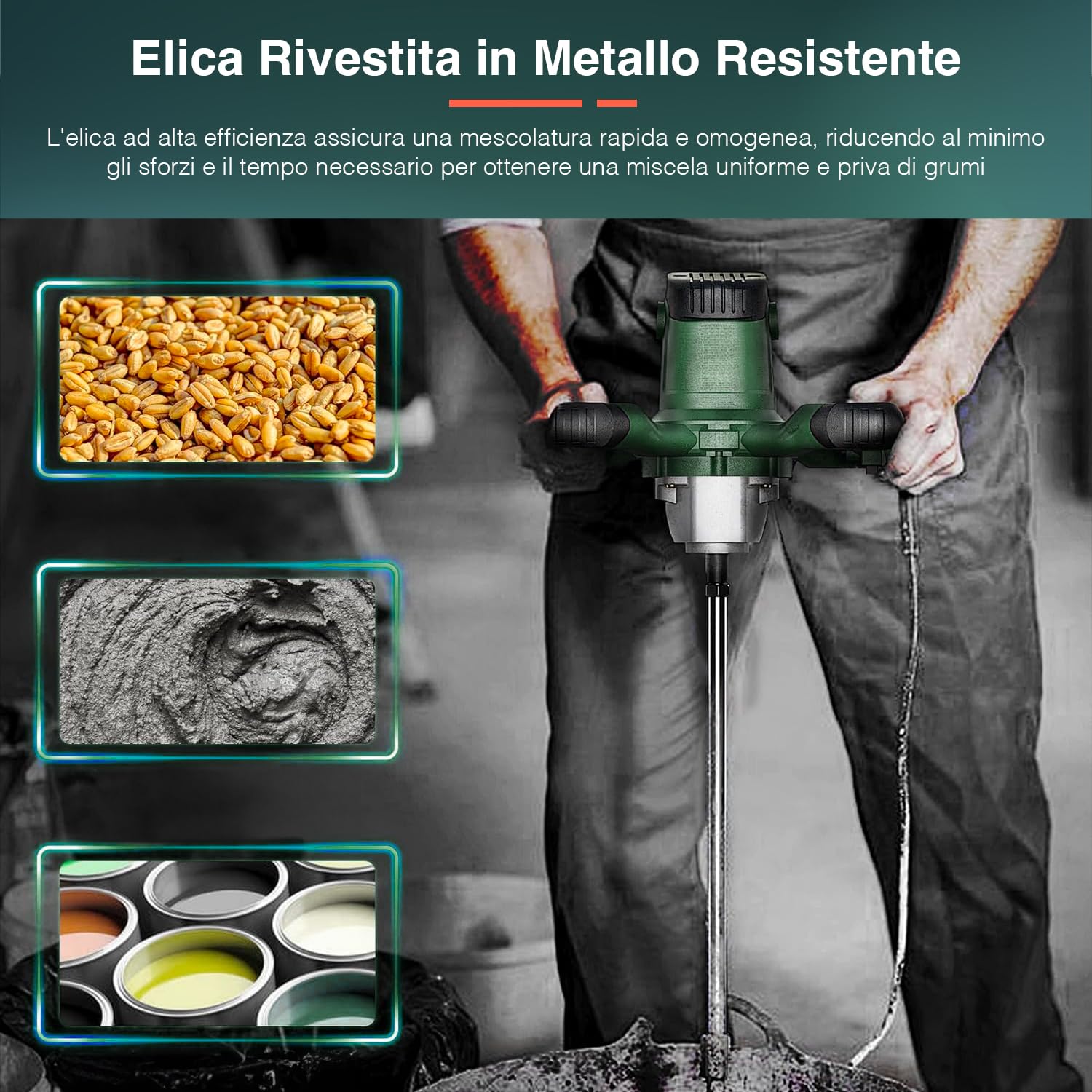 Avilia Trapano Miscelatore per Malta 1200W con Attacco M14 e Frusta Inclusa – Potente e Preciso per Miscelare Vernici, Malte e Adesivi, Ideale per Cantieri e Lavori Professionali