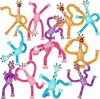 12 Pcs Telescopic Suction Cup Giraffe Toy Sensory Tubes Shape Changing Fidget Toys for Anxiety Autism Sensory Toys Fidget Toys Sensory Tubes