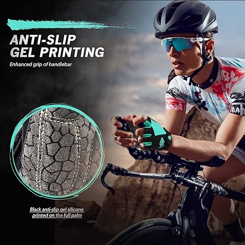 Miniatura 5 de Guantes de bicicleta para hombres y mujeres con almohadilla antideslizante que absorbe los golpes, guantes de ciclismo ligeros de medio dedo