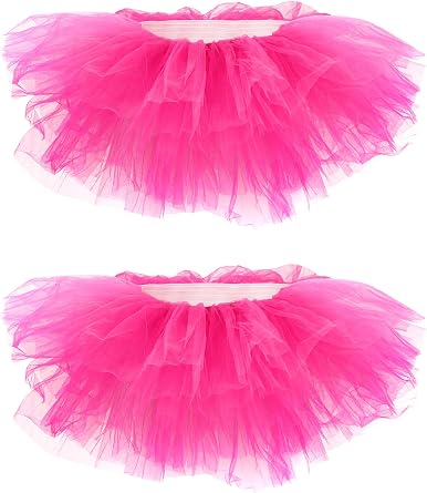 2 Pack Tutu for Women Adults 5 Layered Elastic Tulle Tutu Skirt for Ballet Halloween 80s Costume