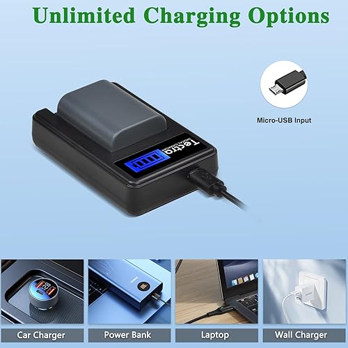 Miniatura 3 de Tectra Paquete de 2 baterías NB-2L NB-2LH + pantalla LCD rápida cargador USB para Canon PowerShot G7 G9 S30 S40 S45 S50 S60 S70 S80 DC410 DC420