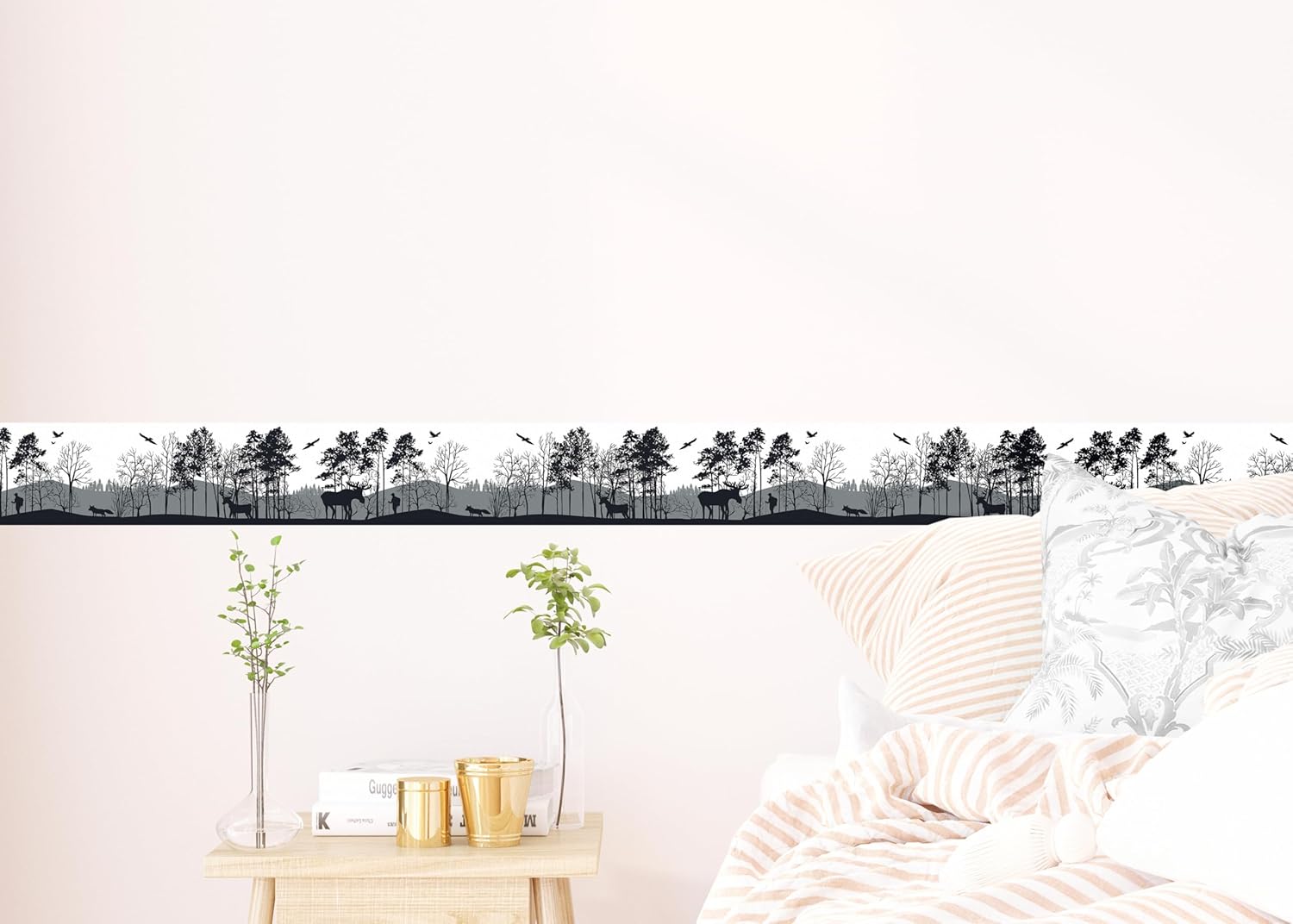 AWB 8270 Self-Adhesive Border Forest Silhouette Self-Adhesive Decoration for Walls, Furniture, Wallpaper, Wall Coverings and Doors, Film, Multicoloured, Width 500 cm x Height 14 cm
