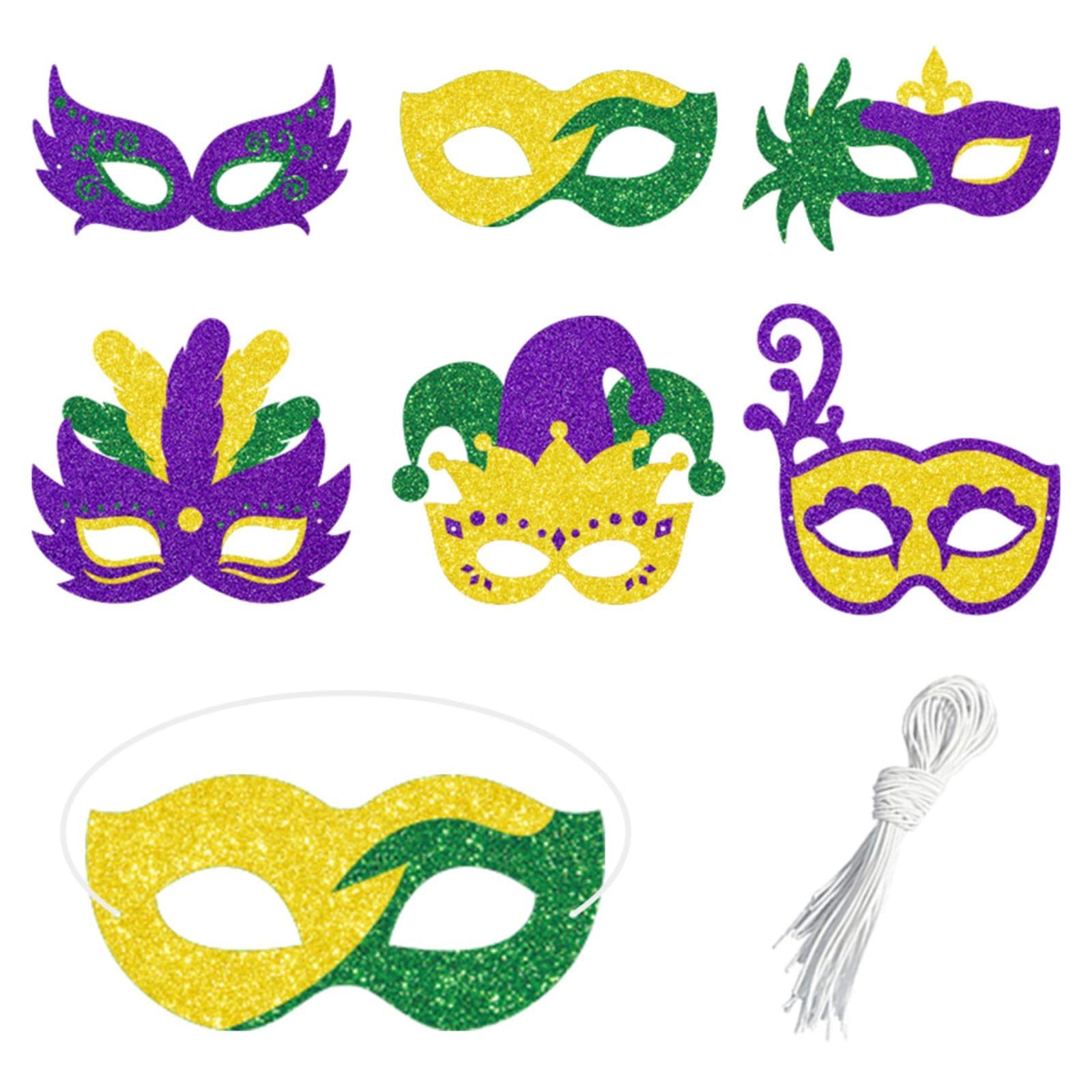 6pcs Mardi Gras Paper Eye Masks, Carnival Party Costume Accessories