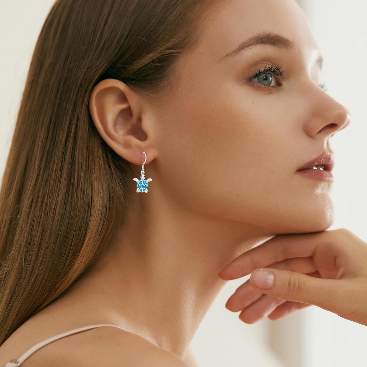 Opal Sea Turtle Earrings for Women Sterling Silver Opal Leverback Dangle Drop Hawaiian Ocean Jewelry Christmas Gifts - Image 6
