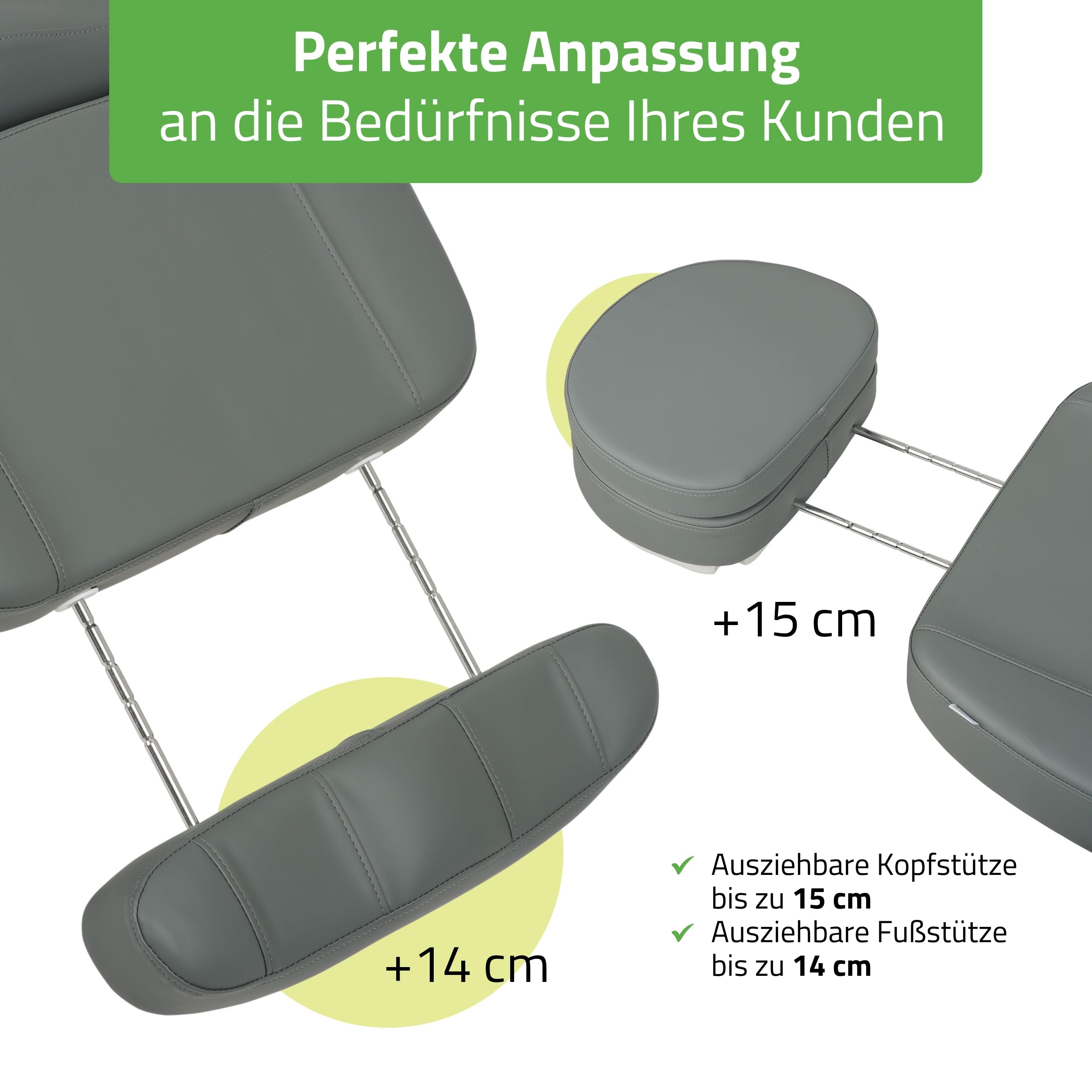 HABYS Luxoria PRO 5 Elektrische Kosmetikliege | Beheizbare Beautyliege mit 5 Motoren, Drehfunktion & Fußsteuerung | Kosmetikstuhl für SPA, Ästhetische Medizin & Massage Ash Grey