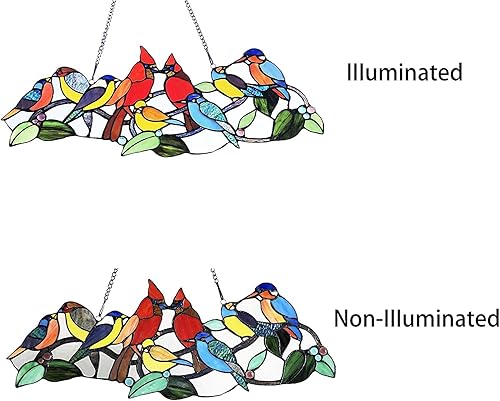 Miniatura 3 de Chloe Lighting Rubina Tiffany - Panel de ventana con vitral, 10.0 in de altura, multicolor