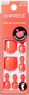 Kiss Impress No Glue Mani Press On Nails, Color, 'Pure Mood', Orange, Short Size, Squoval Shape, Includes 24 Toenails, Prep Pad, Instructions Sheet, 1 Manicure Stick, 1 Mini File