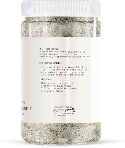 Miniatura 2 de Epsom Salt Foot Soak con hojas de menta verde y aceite esencial de menta, 2 libras, siempre puro, solución de remojo