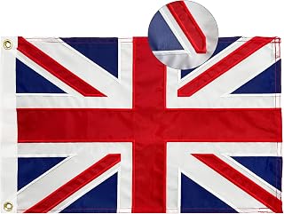 FRF FLAG British Flags 12x18 Inch Embroidered Union Jack UK Flag Sewn Strips 1X1.5 Ft Small Boat Flag Heavy Duty for Outdoor/Outside