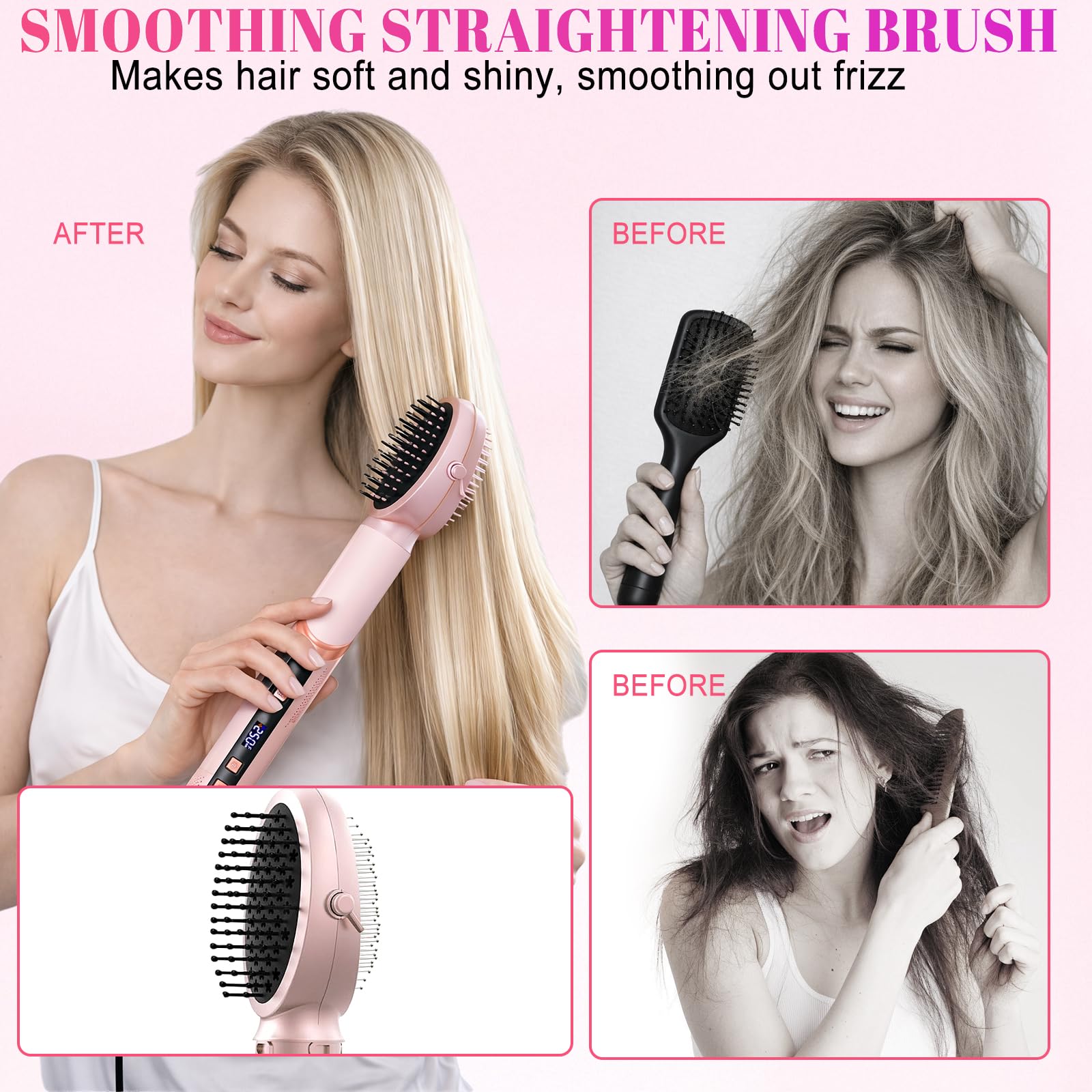 9 in 1 Warmluftbürste Haarstyler mit Digitalanzeige, Ionen-Technologie & Auto-Wrap Lockenstäben für glattes Haar, Locken, Volumen & Glanz – schonend und vielseitig