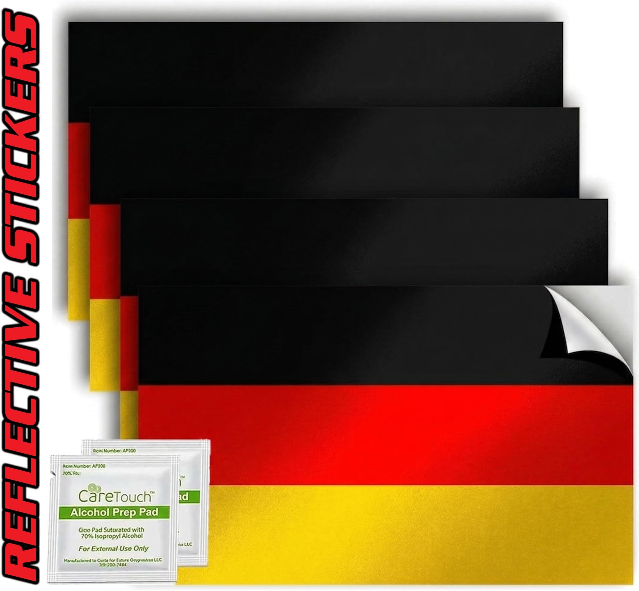 Spy Spot German Flag Sticker Set of 4-4 x 2.5 Inch Weatherproof Vinyl Decals, UV Resistant Germany Flag Stickers for Cars, Trucks, Laptops, Windows, Helmets, Indoor Outdoor Use