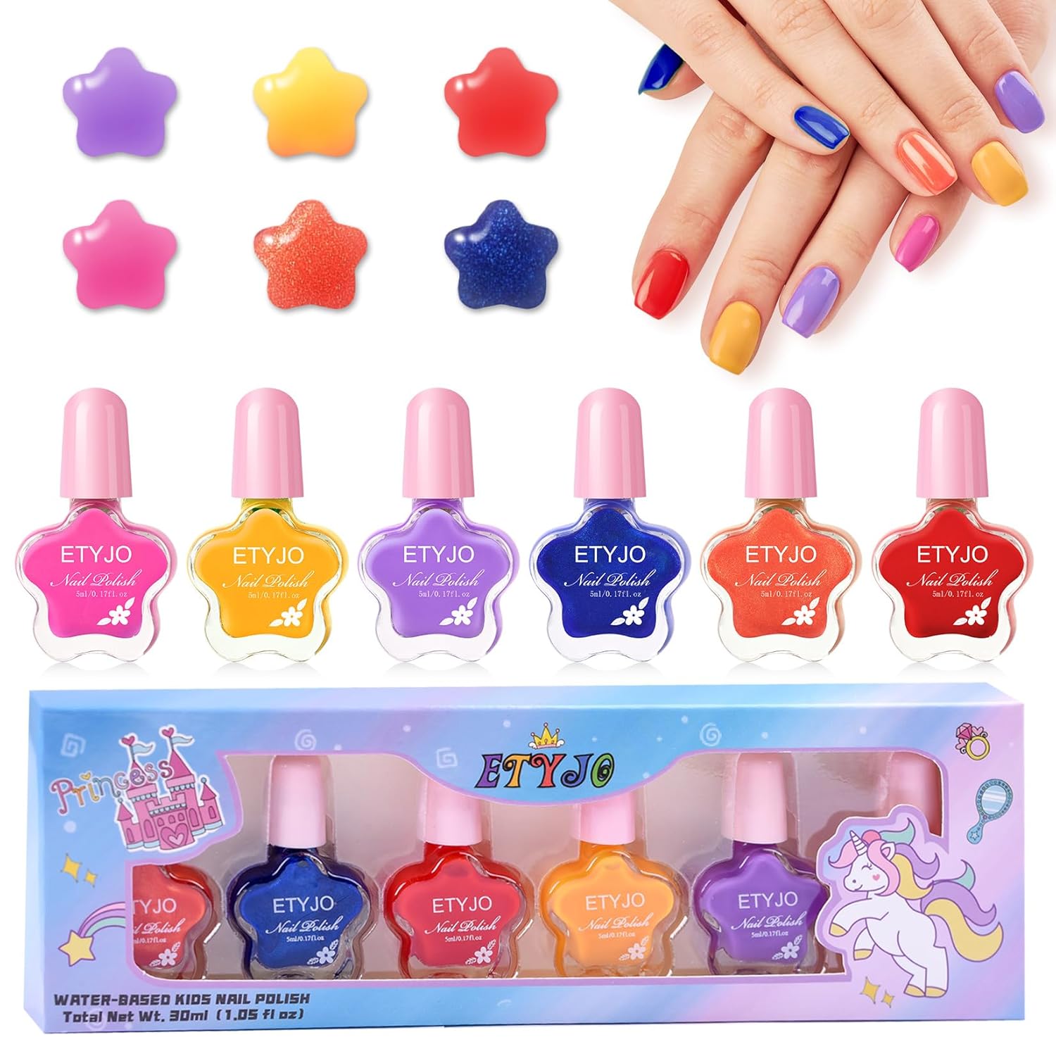 ETYJO Kids Nail Polish6 Color Kids Nail Polish Set for