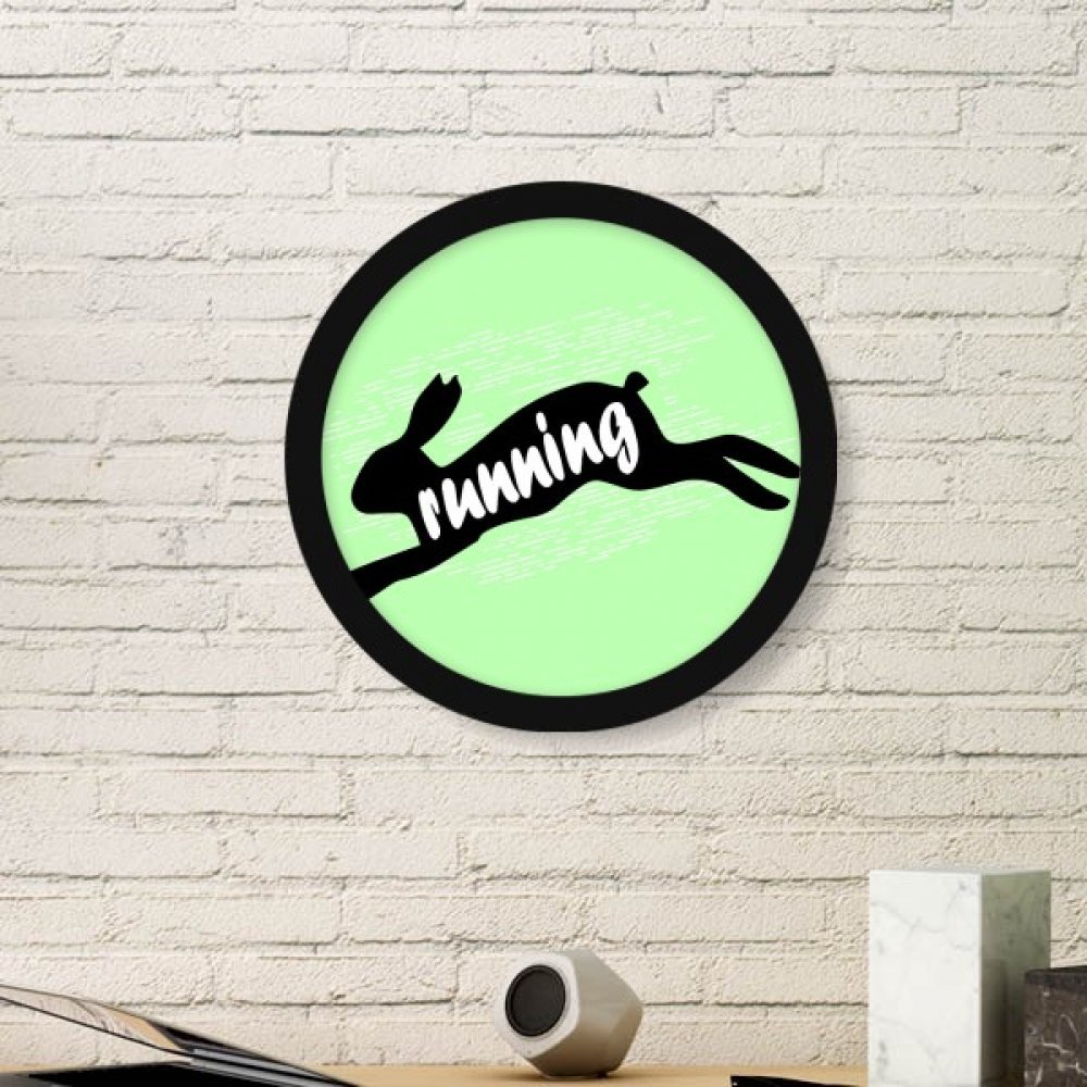 Cadre photo ronde en bois avec silhouette de lapins DIYthinker noir M