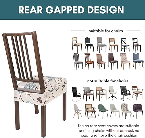 Miniatura 4 de SearchI Juego de 4 fundas elásticas para sillas de comedor con diseño geométrico y 8% elastano, 92% poliéster, 8% elastano, lavables