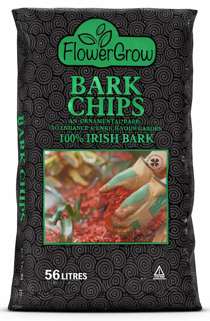 Muddy Hands Bark Chips 56 Litres – 100% Irish Decorative Garden Mulch – Weed Suppressant, Moisture Retaining & Soil Improving Landscaping Bark