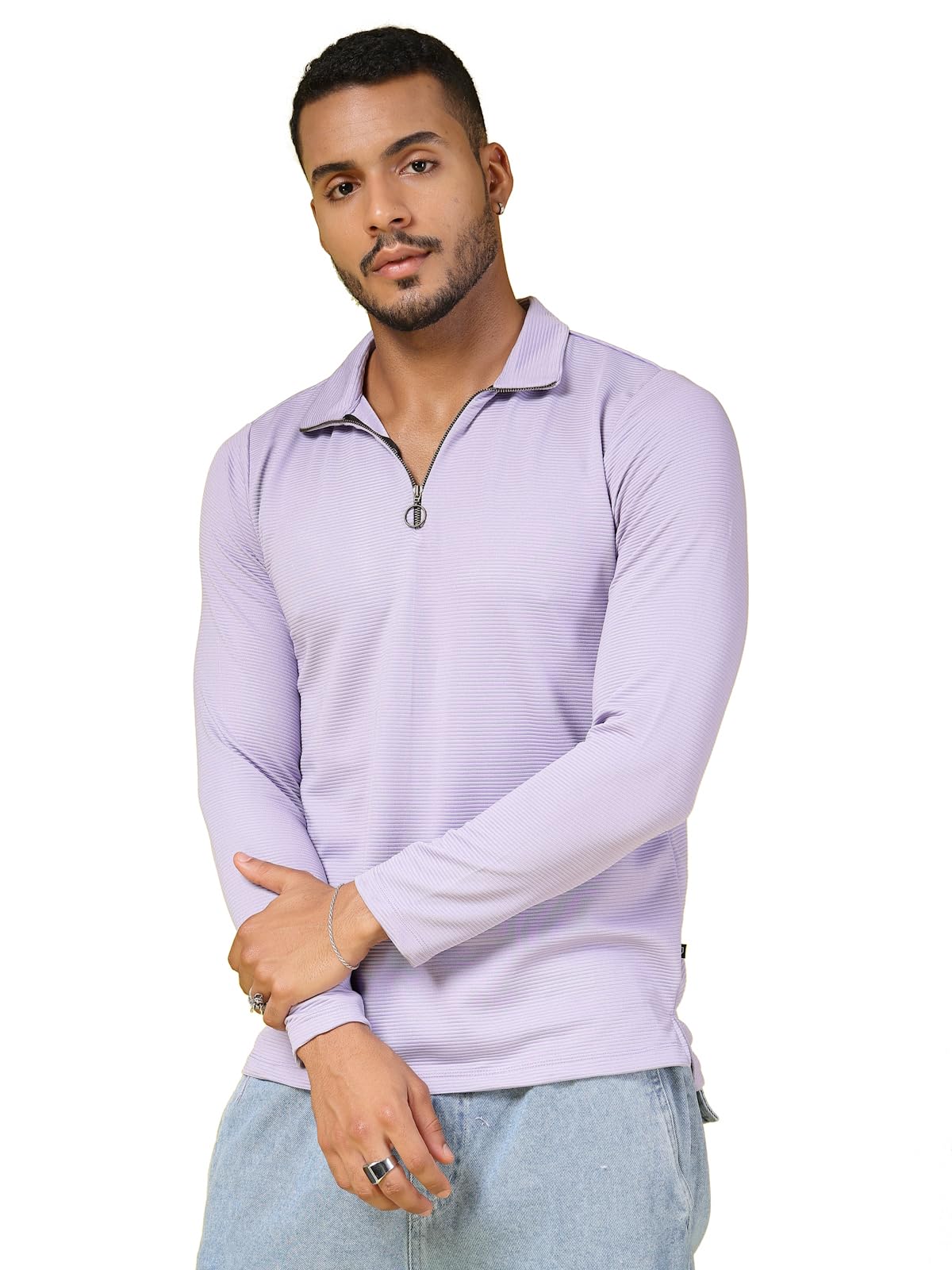 Polyester T-Shirt for Men | High Neck, Slim Fit T-Shirt for Men | Solid Casual T-Shirts-image-9