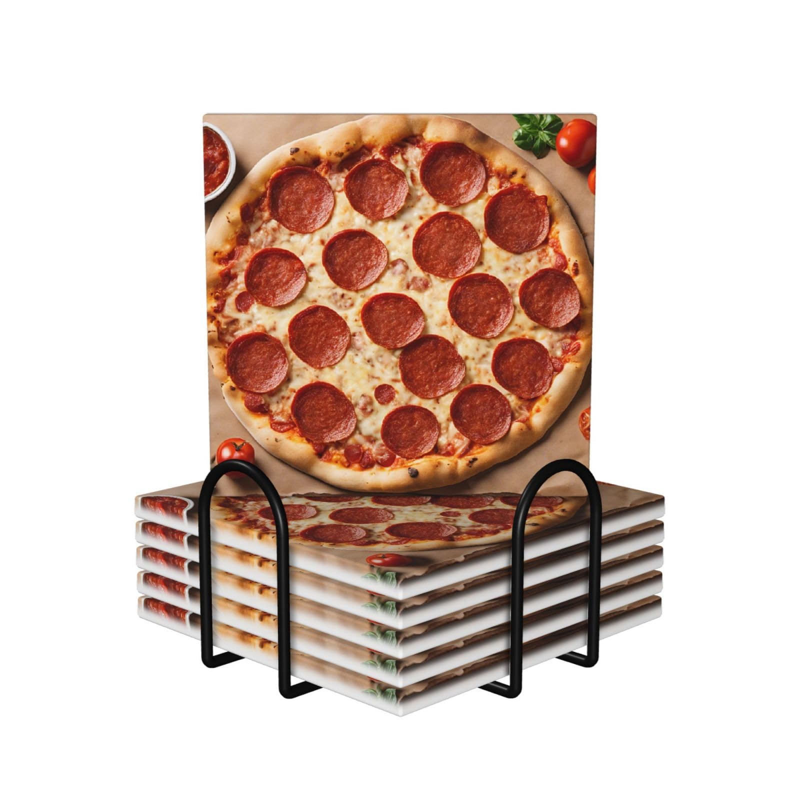Dessous de verre en céramique motif pizza pour vos apéritifs et soirées