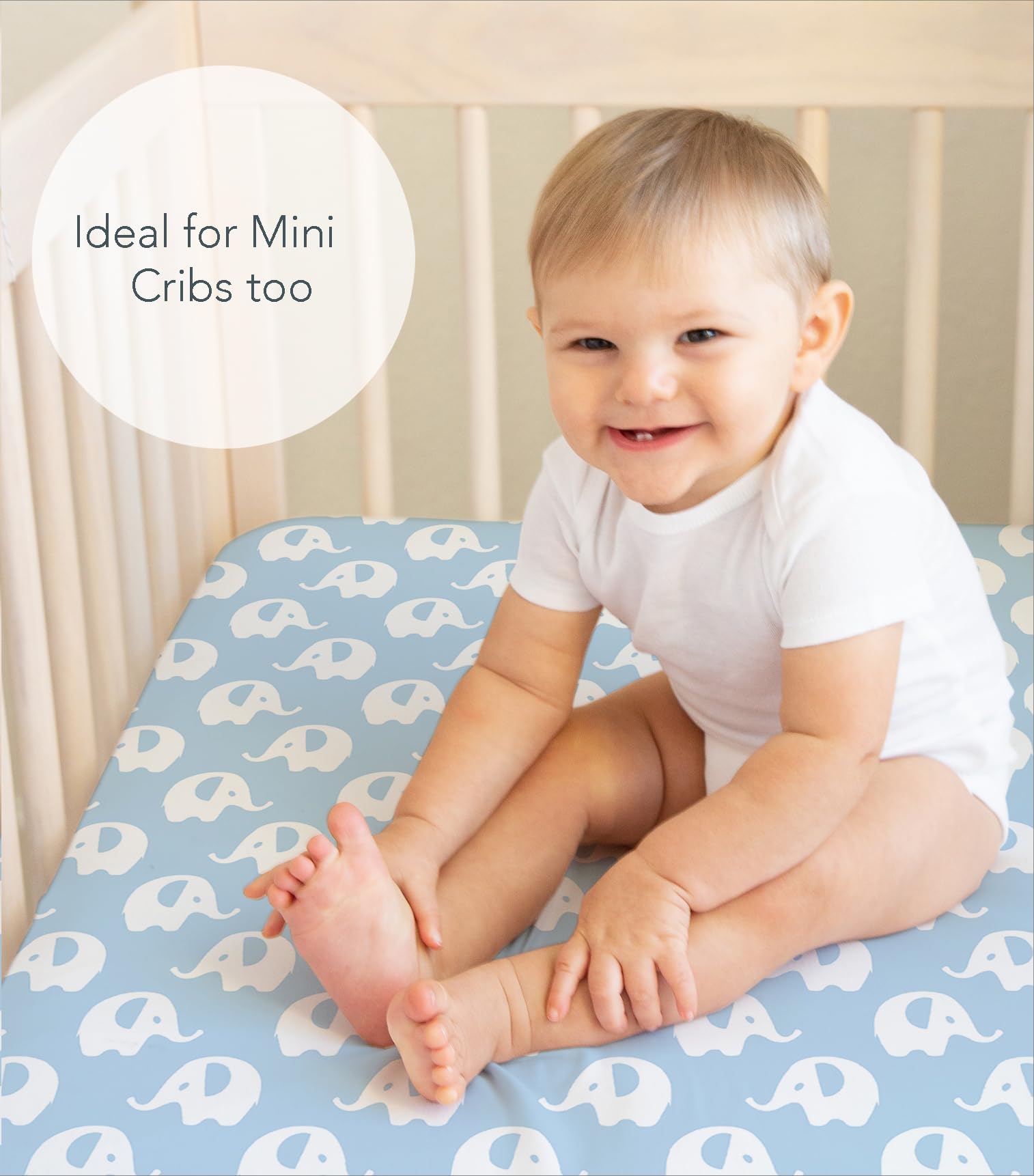 100% Organic Cotton Fitted Sheets Perfectly Compatible with Graco Pack n Play, Babyletto, Pamo Babe, Hiccapop, Dream on Me, Evenflo, Baby Trend 