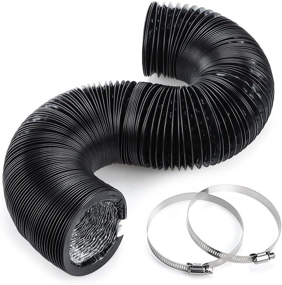 4-Inch Dryer Vent Hose 10FT Flexible Air Aluminum Ducting Vent Hose by Cenipar Thick Layer Non-Insulated with 2 Clamps Used in Air Duct Fan Systems