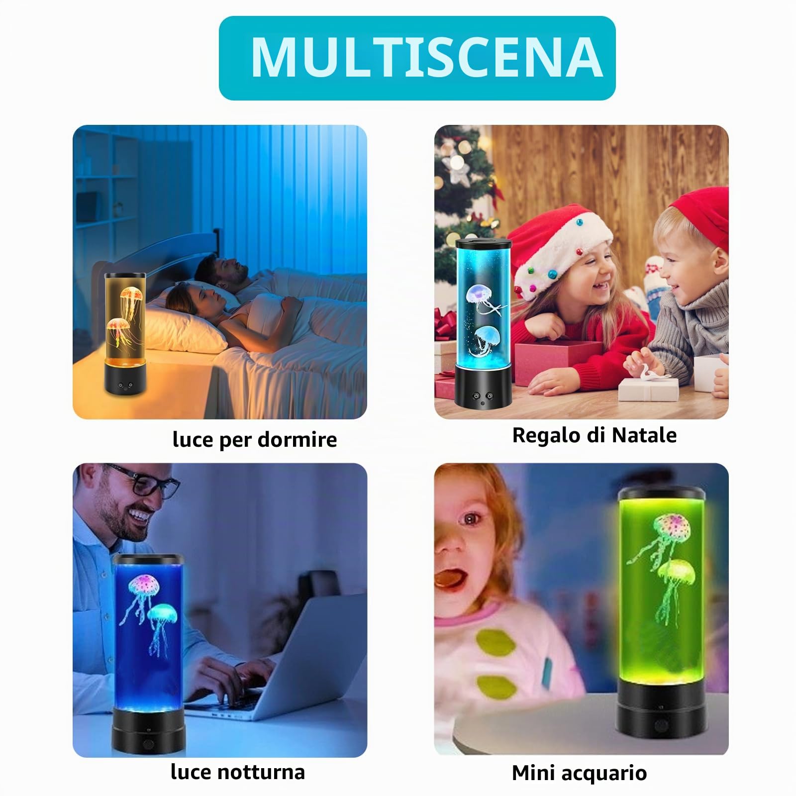 Lampada Meduse, Jellyfish Lamp Colorata, Acquario Cilindro 17 Colori Mood Light, USB Lava lamp Luce Notturna Bambini Lampada da Tavola per Rilassante o Deco