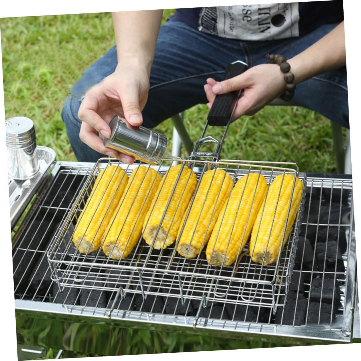 1pc Folding Barbecue Grill Bbq Rack for Outdoor Grilling for Camping Picnics Parties and Home Use Strong and Cooking Accessory