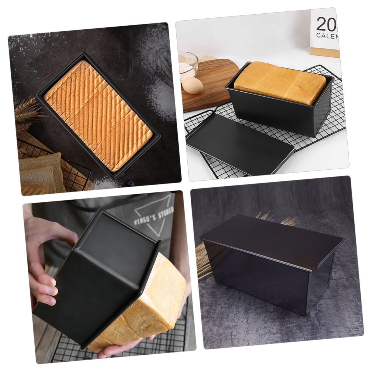 Zerodeko Brotbackform mit Deckel 2 Stück mit Antihaftbeschichtung aus Kohlenstoffstahl Kastenform und Nahtlosem Design für Küchen Toast und Backofen