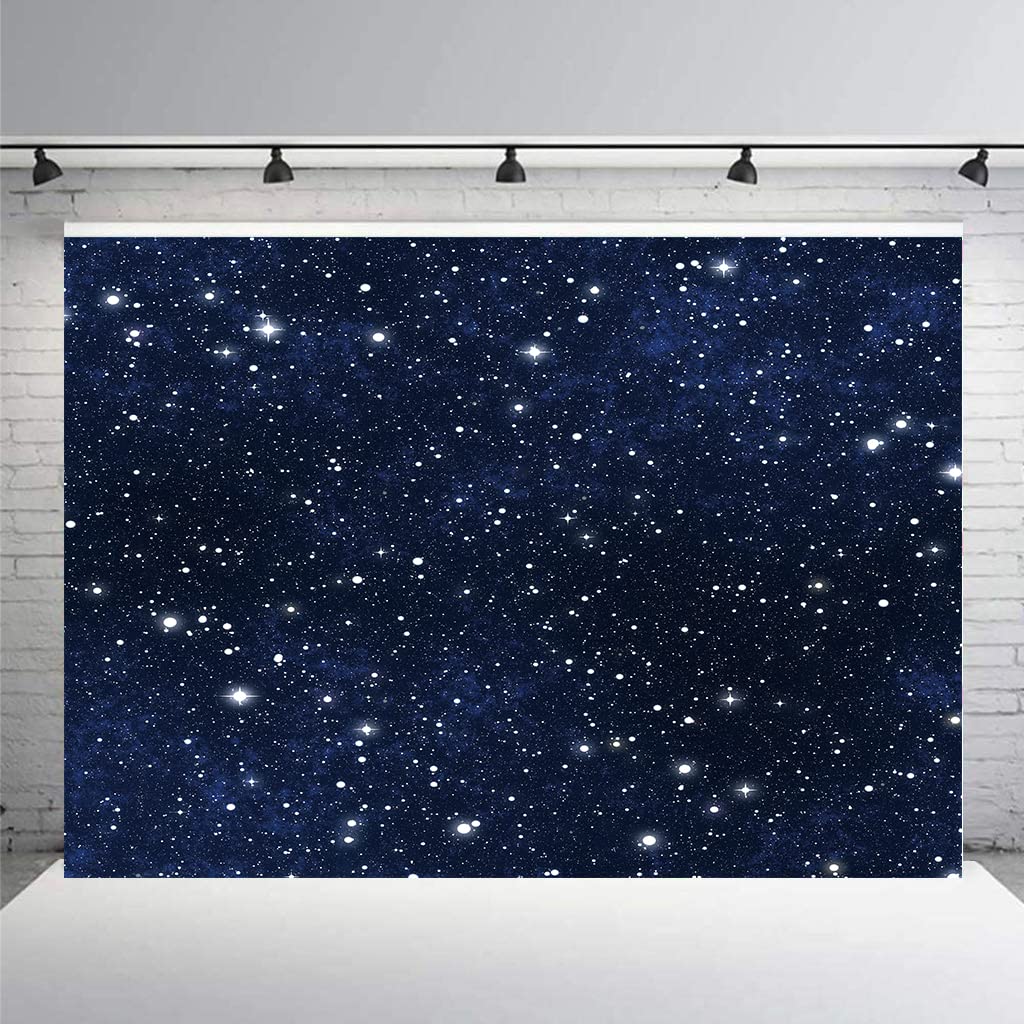 Riyidecor Starry Night Sky Star Backdrop Universe Space Galaxy Theme Stars,Dark Blue Cosmic 7Wx5H Feet Fantasy for Kid Baby Shower Photography Background Birthday Party Photo Studio Shoot Backdrop