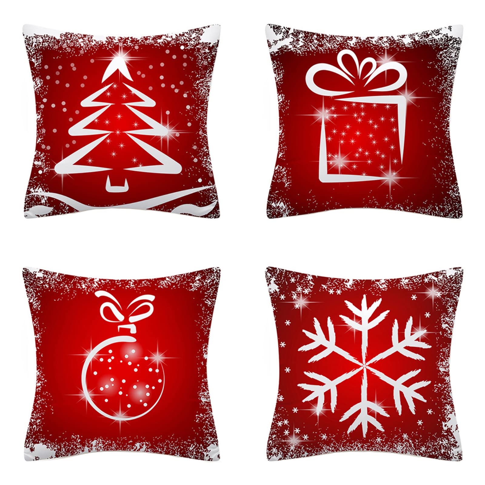 4 Piezas de Fundas de Almohada de algodón Decorativas para sofá o cojín Decorativo Suave para salón Dormitorio (Rojo Navidad, 45 x 45 cm)