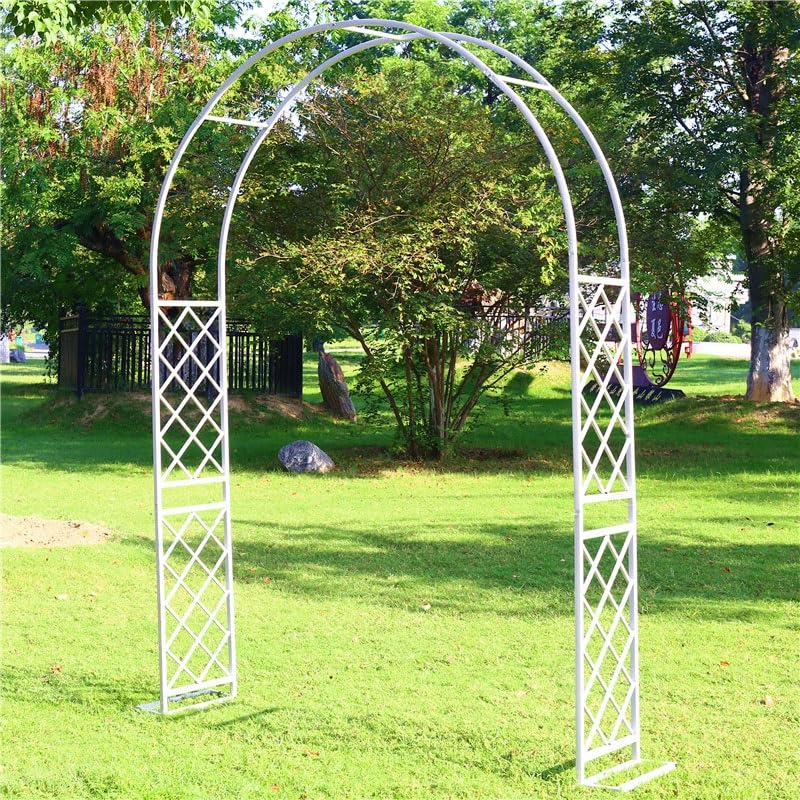 Arco de jardín de metal ajustable en color blanco, soporte ideal para plantas trepadoras y bodas