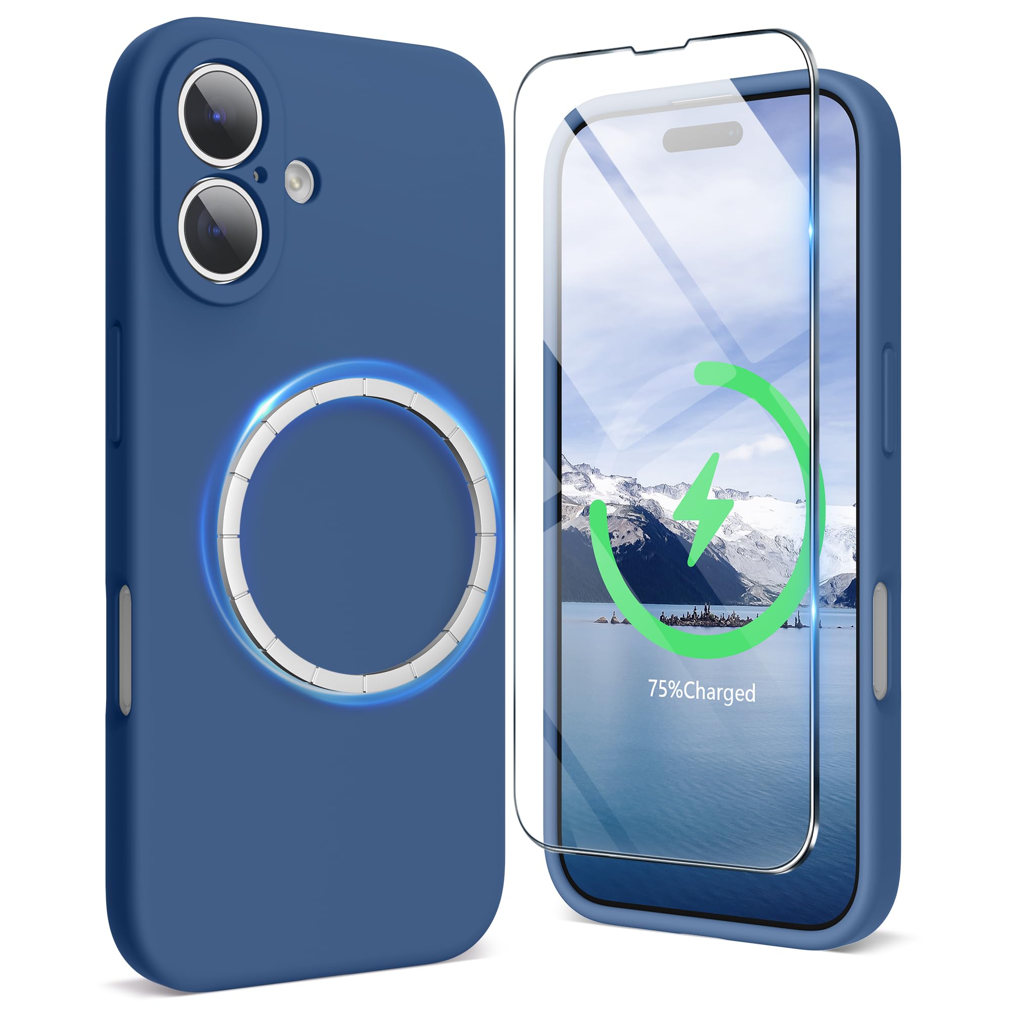 SURPHY Designed for iPhone 16 Plus Case Compatible with MagSafe (6.7 inch 2024), with Screen Protector Liquid Silicone Phone Case (Camera Protective,