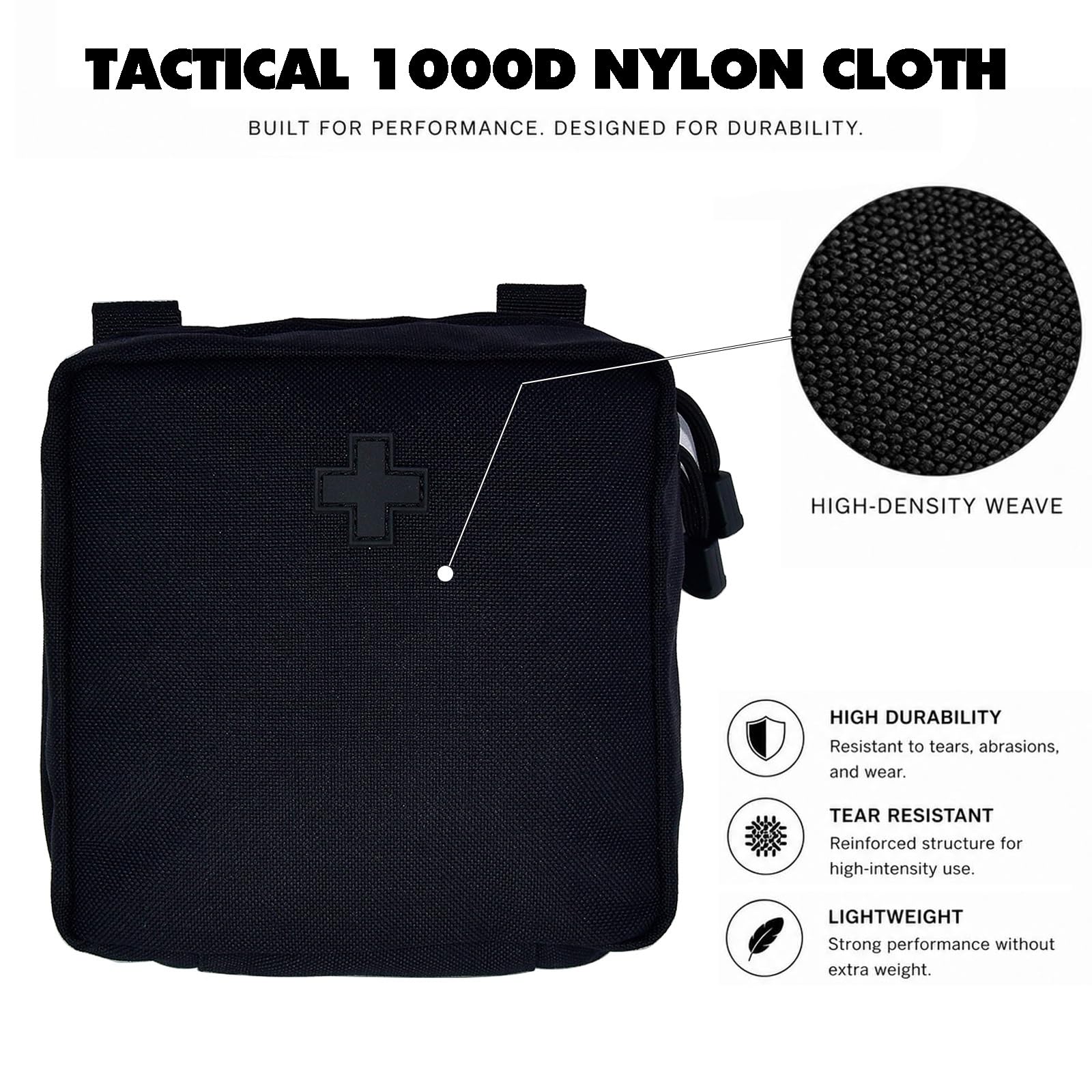 Taktyczna kwadratowa duża torba MOLLE na apteczkę pierwszej pomocy | Nylon 1000D, Powłoka PU, Konstrukcja clamshell z pełnym otwarciem, Dwie kieszenie z siatki na zamek(MC)