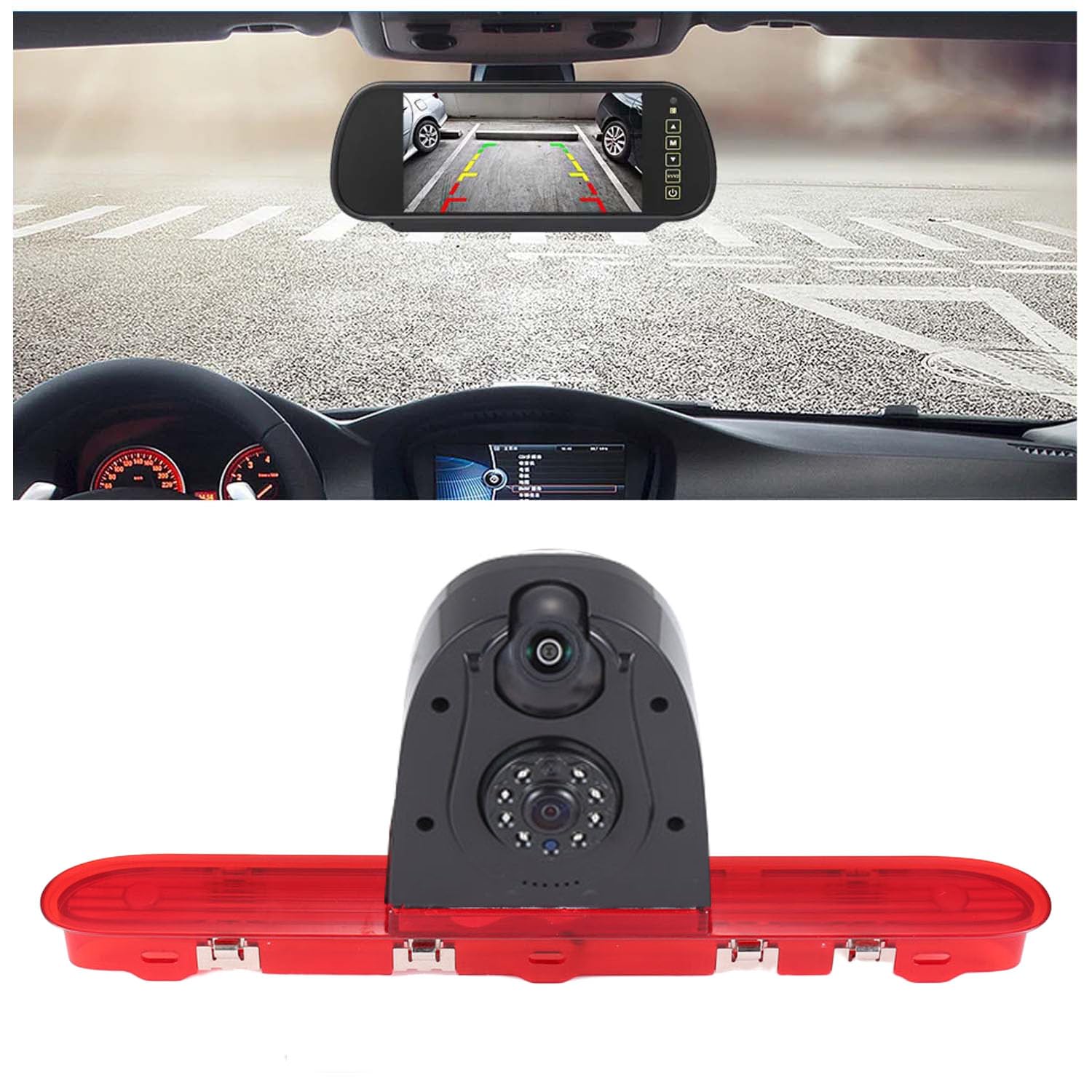 HD IP68 1280 pixels - Double caméra de recul - Aide au stationnement - Avec angle réglable - Remplacement pour Citroën Jumpy/Spacetourer/Peugeot Expert/Traveller/Toyota Proace (caméra de recul +