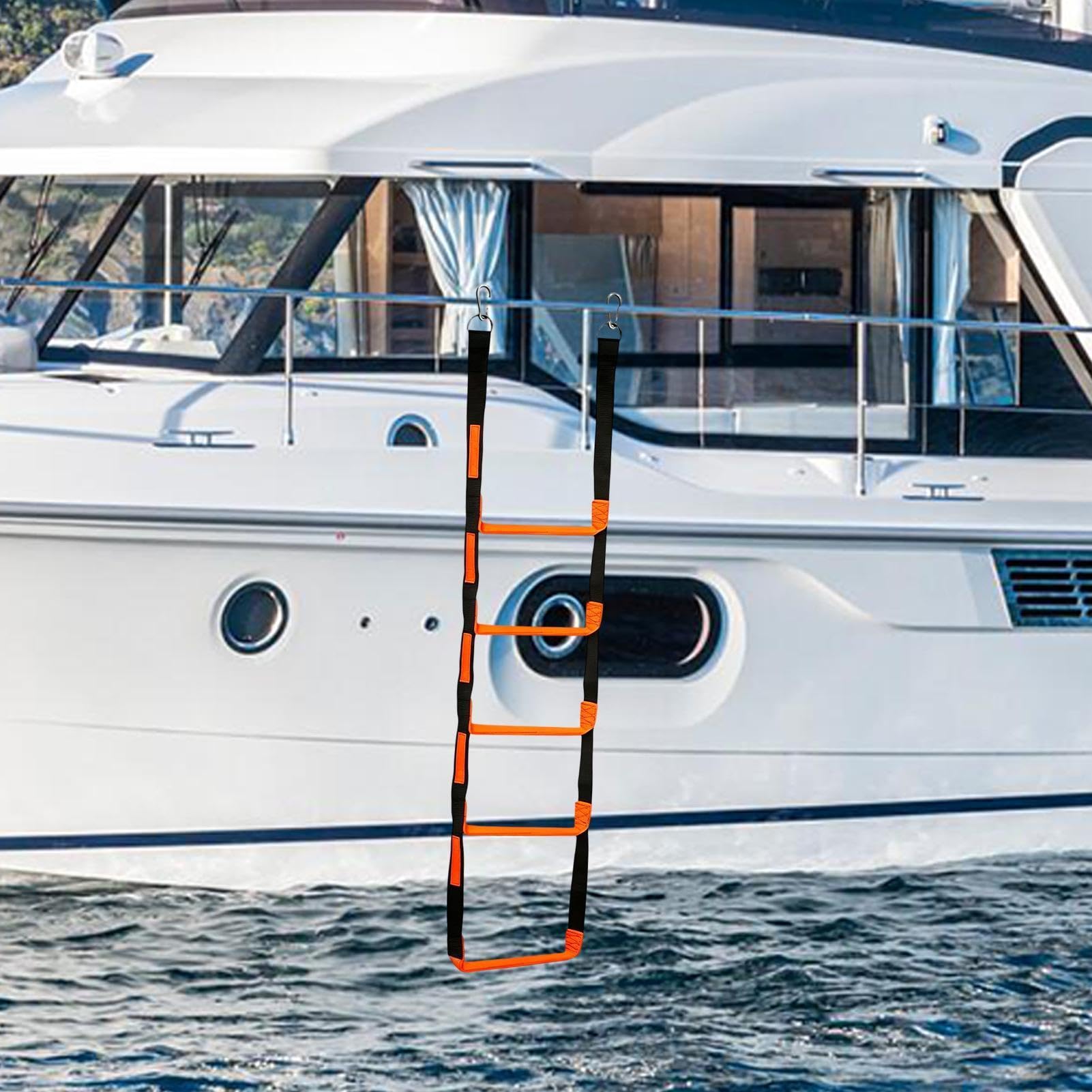 in corda per barca Scaletta portatile in corda per motoscafo con 5 gradini | Scaletta Da Barca A Pontone Per Kayak Yacht Canoa Pesca All'Aperto Marina Nuoto Pontone Snorkeling