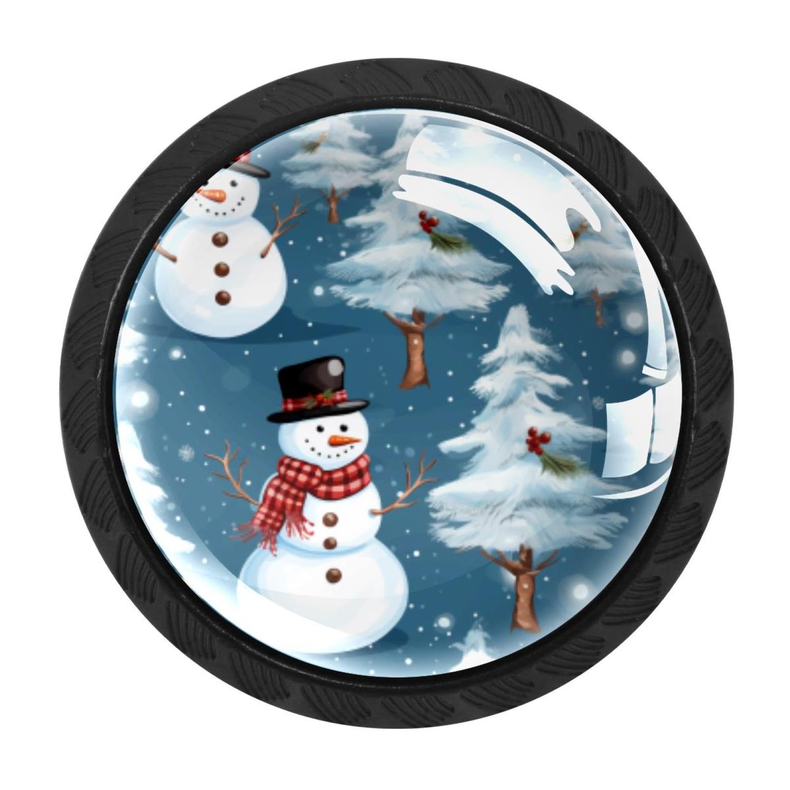 CHENZZZZ 4 Pieces Kitchen Cabinet Drawer Dresser Door Knobs Pulls Handles, Christmas Snowman