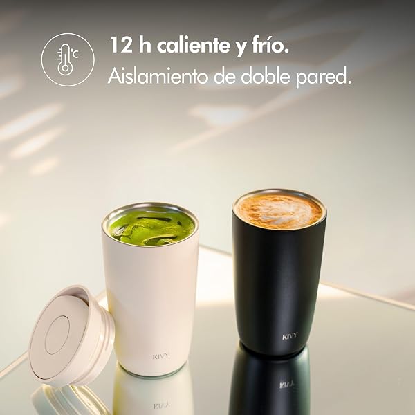KIVY Termo de Café 350ml [CIERRE QUICK PRESS] - Vaso Termico - Taza Termica Llevar - Para Bebidas Frías & Calientes - Travel Mug - Sin BPA & A Prueba de Fugas - Doble Pared & Acero Inoxidable - Bleu - 4