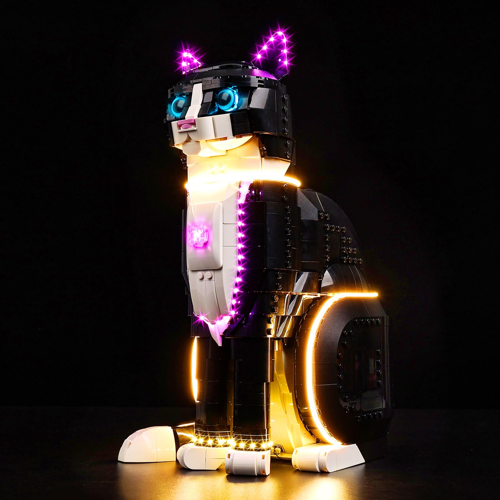 BrickSoul Led Light Kit for Lego Tuxedo Cat, Compatible with Tuxedo Cat Lego 21349 Building Set Lego Light Kit, Light Up Legos Black Cat - NO Lego Blocks Set